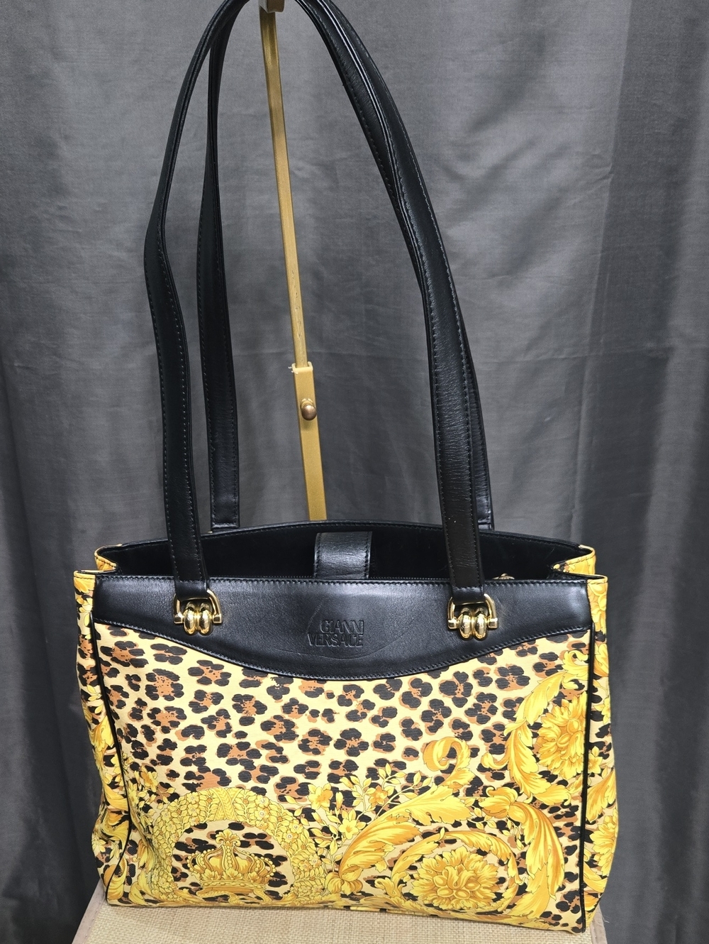 Versace Baroque Leopard Tote Shoulder Bag w/COA